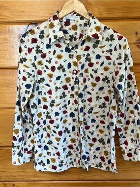 Foxcroft Shirt Colorful Leafs Long Sleeve Collared Pretty Blouse Top Women’s 4